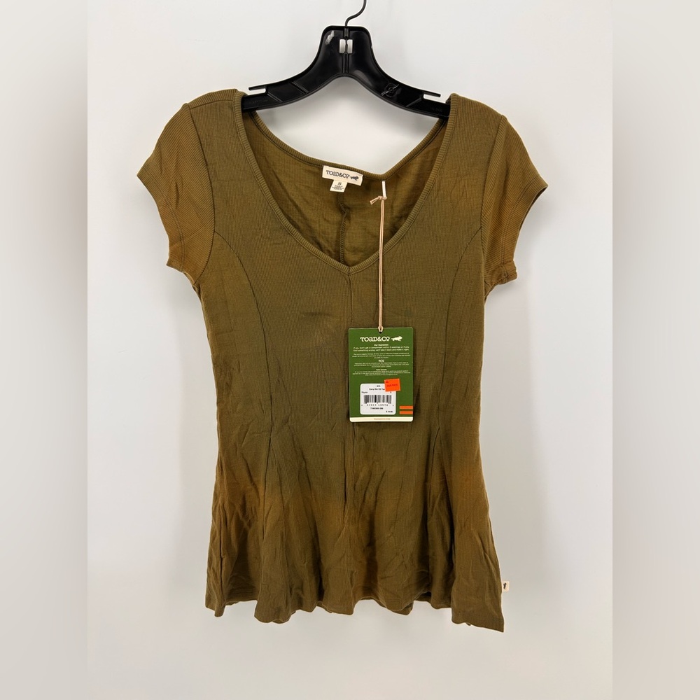 Toad and co nwt daisy rib t shirt green thyme size s